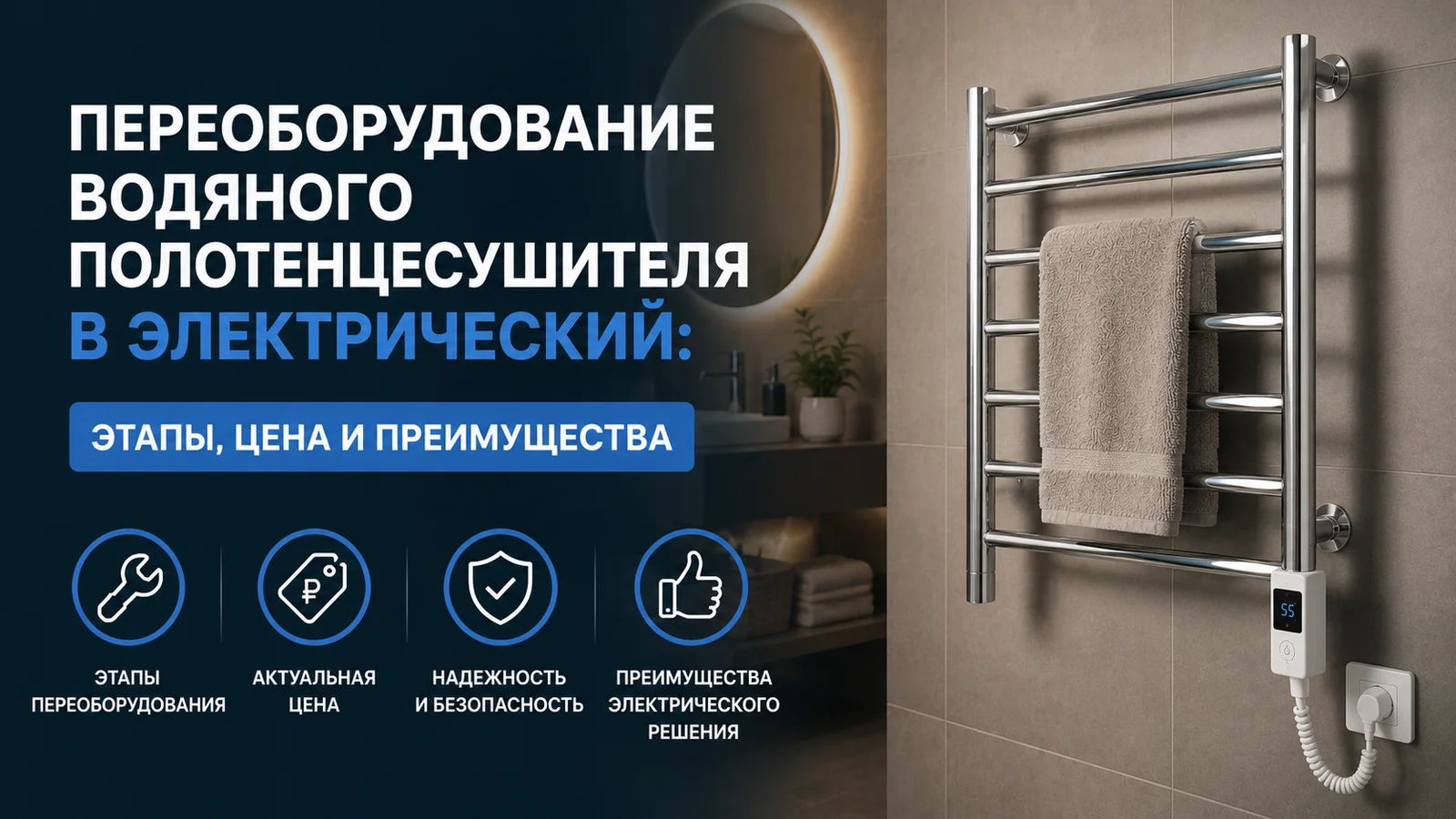 Переоборудование водяного полотенцесушителя в электрический: этапы, цена и преимущества